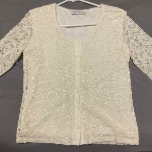 Forever Fashion Beige Sweater, Size Medium Petite
